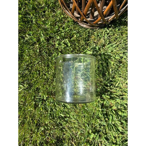 Rustic Boho MCM Bamboo Rattan Whicker & Glass Lantern With Rope Handle 16" Tall - Picture 3 of 15